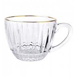 Xícara 200ml Victoria Em Vidro Com Borda Dourada